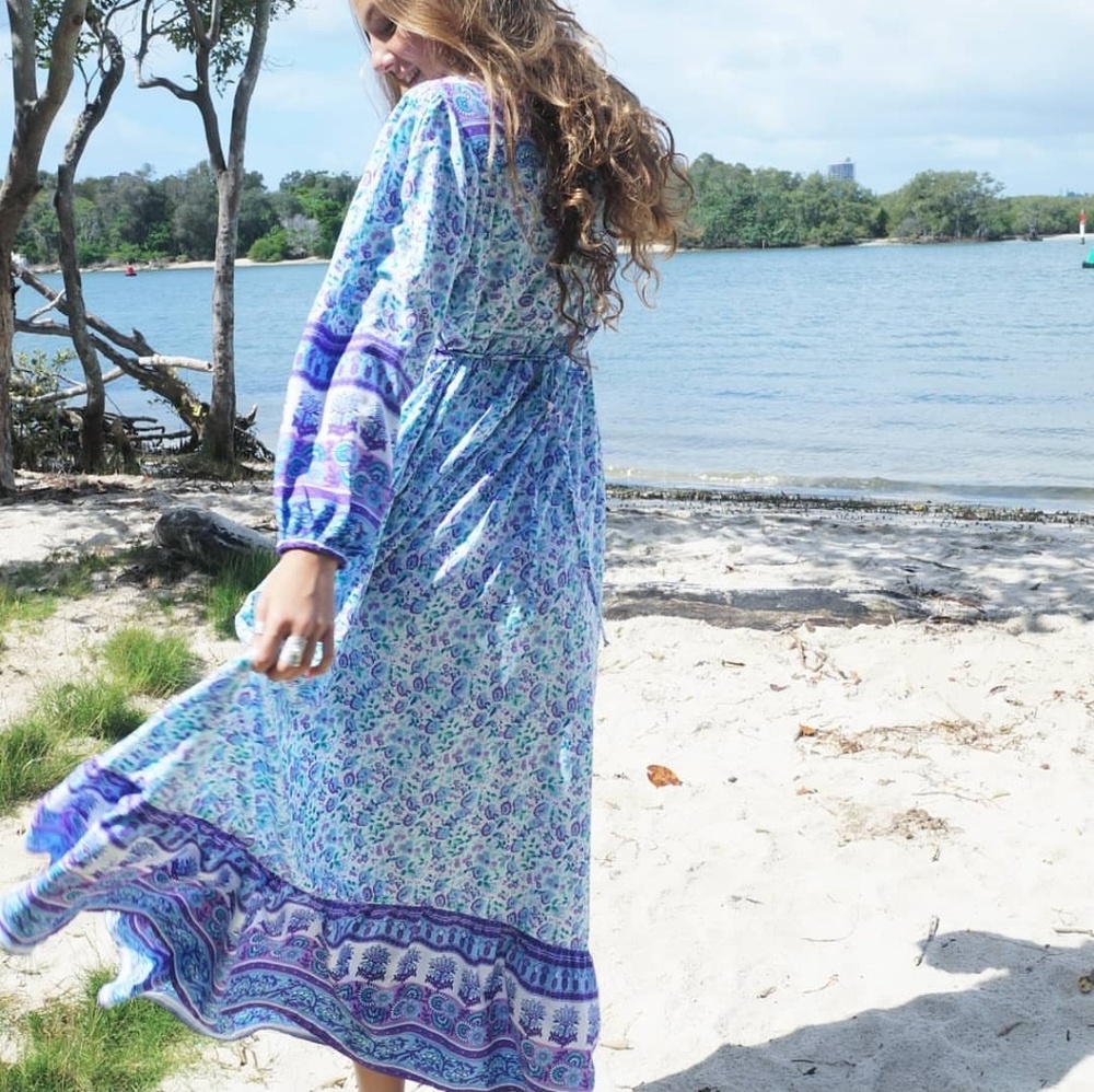 Wilde Bella Blue and Purple Floral Maxi Dress - Picture 2 of 5